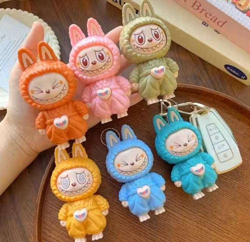 Labubu Keychain Box, PVC Material Doll Suitable for Boys and Girls